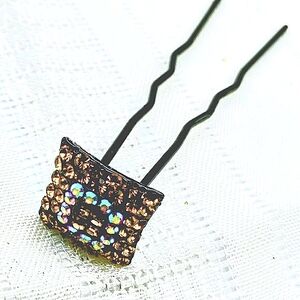 Gold Rhinestone bun stick updo x-Large thick hair accessory